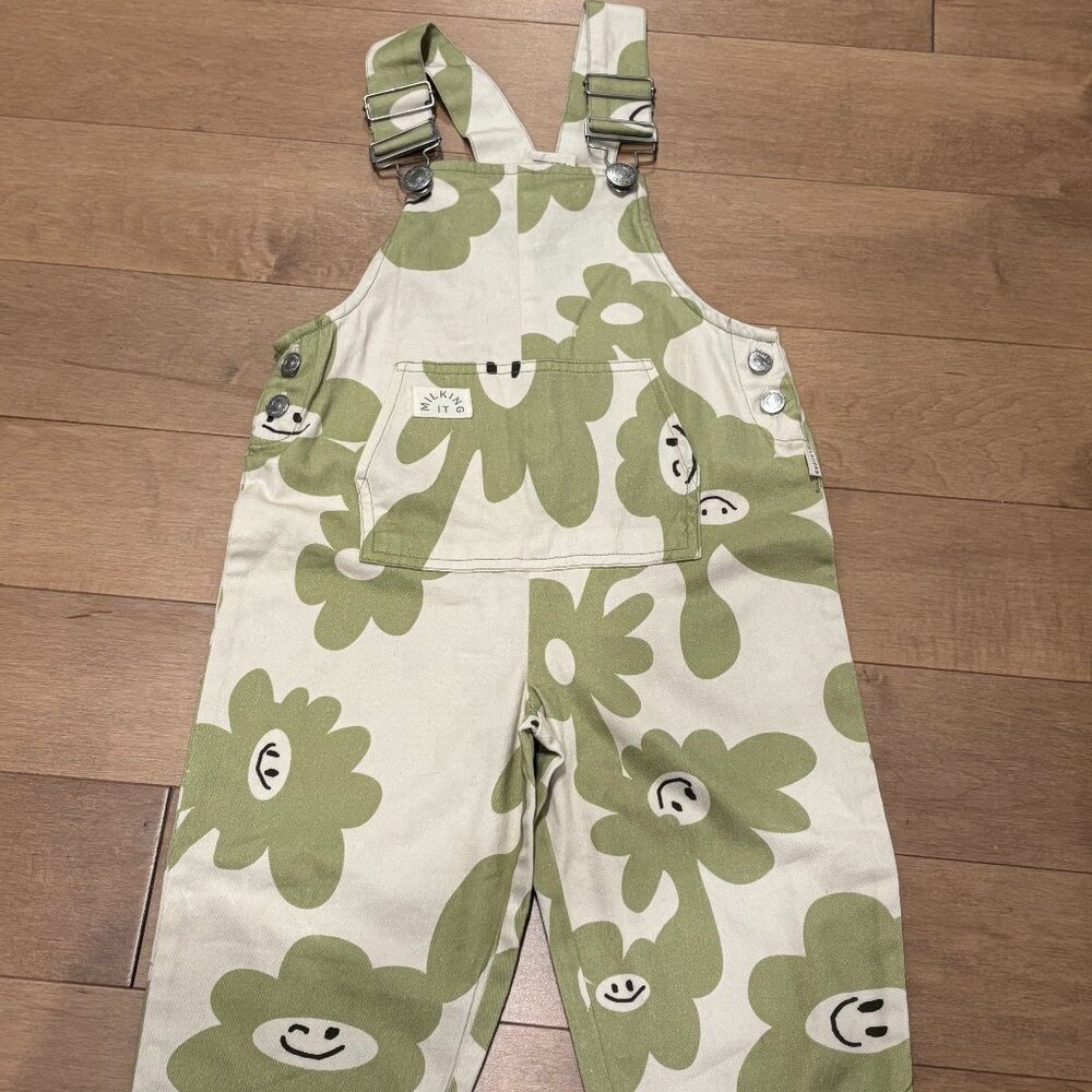 Claude & Co Kids green flower print dungarees overalls romper age 2 - 3